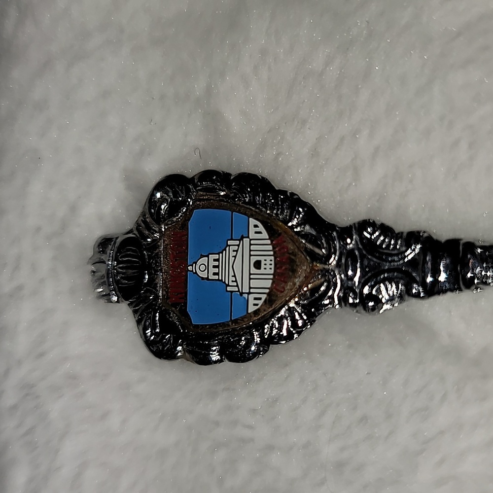 Kingston Souvenir Spoon silver tone Town Hall Building scene.